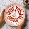 Custom Name Birthday Party Hat & Confetti Ceramic Plate – Personalized Birthday Gift LM32 669409