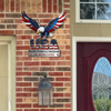 Custom Family Name Monogram Metal Sign, USA Eagle Patriotic Wall Decor, Personalized American Flag Sign CH07 911002