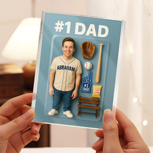 Custom Photo 3D Effect Baseball #1 Dad Acrylic Block Plaque, Unique Keepsake HO82 893908