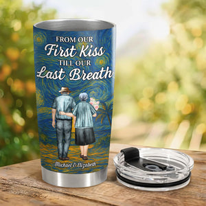 From Our First Kiss Till Our Last Breath - Personalized Old Couple Fat Tumbler CH07 896510