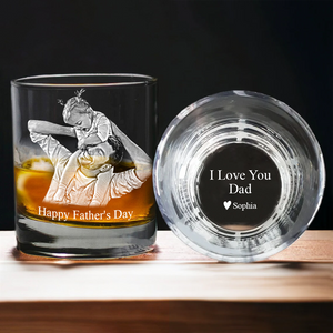 Custom Photo Father's Day Gift for Dad Engraved Rock Glass LM32 893189