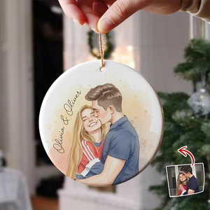 Custom Photo And Name Ceramic Ornament For Couple TH10 896745