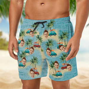 Custom Cute Face Island Vacation Summer Vibe Beach Short LM32 893527