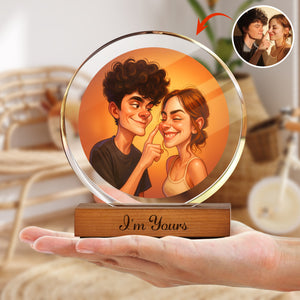 Caricature Wall Art For Funny Couples Round Acrylic Block Plaque LM32 895011