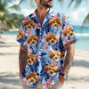 Custom Photo Funny Face Dog Cat Family Vacation Tropical Pattern Hawaii Shirt HA75 892308