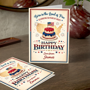 Custom Name Born in the Land of Free - Celebrating 250 Years Of Liberty Birthday Card LM32 897851