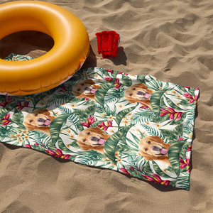 Custom Hawaii In The Air Face Dog Photo Beach Towel HO82 894008