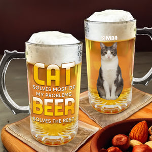 Custom Photo Best Cat And Dog Dad Ever Print Glass Beer Mug HO82 894254