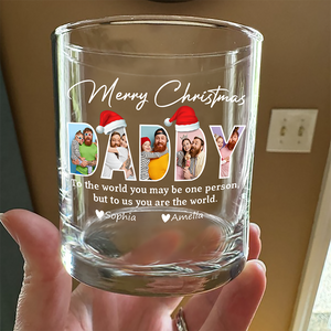 Custom Photo Merry Christmas Dad Family Whiskey Glass Gift For Dad HO82 894340