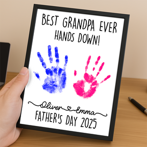 Personalized DIY Handprint Sign - Best Dad Ever Sign Wooden Plaque With Stand TH10 892983