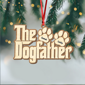 Custom Name Dogfather Christmas 2 Layers Wooden Ornament Gift For Dog Lover TH10 896633