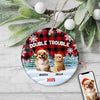 Custom Dog And Cat Photo Double Trouble Ceramic Ornament Gift For Dog Cat Lover HO82 894644