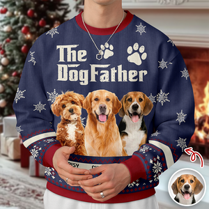 Custom Photo The Dogfather - Personalized Christmas Ugly Sweater CH07 896678