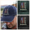 Custom Name America 250 Washed Denim Baseball Cap TH10 896553