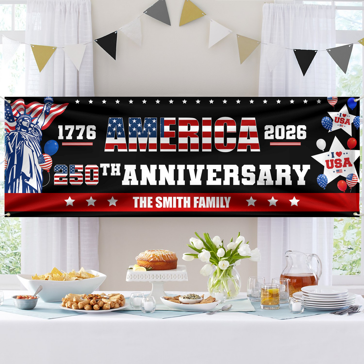 Custom Family Name America 1776-2026 250th Anniversary Banner HA75 920902
