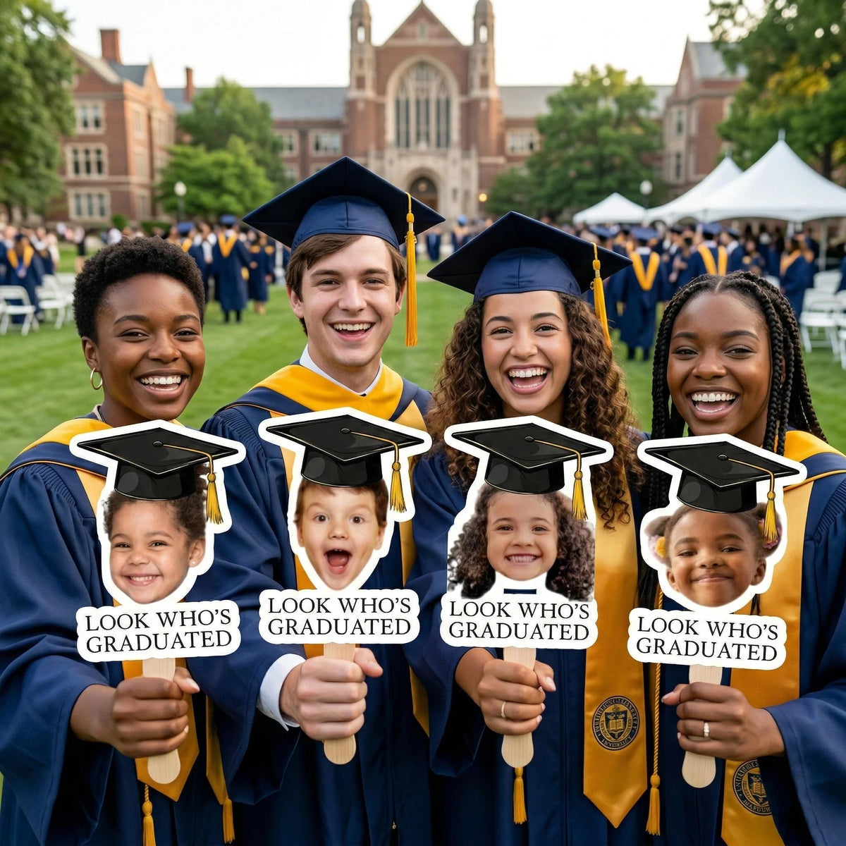 Look Who's Graduated Custom Funny Face Graduation 2026 Big Heads Face Fan CH07 895580
