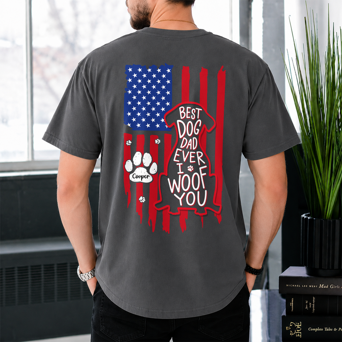 Personalized Best Dog Dad Ever We Woof You With US Flag Back Comfort Shirt - Gift For Dog Lovers HO82 902862