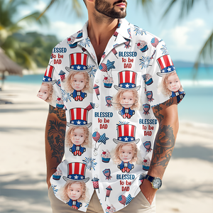 Custom Photo Blessed To Be Grandpa - Personalized Photo Hawaii Shirt CH07 895754