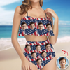 Custom Photo American Flag Independence Day Women's Bikini Swimsuit LM32 899863