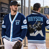 Custom Baseball Photo Varsity V-neck Cardigan Baseball Player Gift HO82 903846