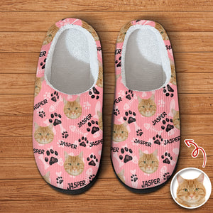 Custom Photo Cat Faces Slippers, Unique Funny Gift HA75 892972