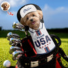 Custom Pet Photo With US Flag Golf Head Cover, Golf Club Cover - Gift For Dog Cat Dad Mom, Golf Lovers HO82 902314