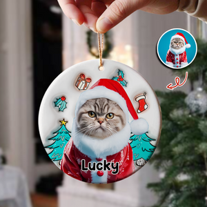 Custom Photo Cat I Am Santa 3D Inflated Effect Ceramic Ornament Personalized Gift For Cat Lovers HO82 894710