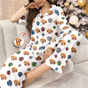 Custom Dog Photo Christmas Paw Style - Personalized 3D Inflated Effect Pajamas CH07 899360