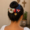 Personalized Mexico USA Scrunchie, Mexican American Hair Tie, Two Cultures One Heart Hair Accessory, Patriotic Gift for Women K228 903382