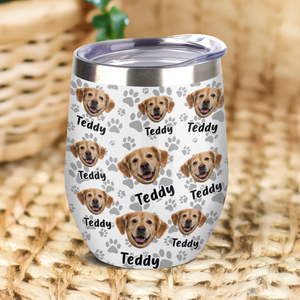 Custom Photo Funny Pet Face Pattern Dog Cat Wine Tumbler HA75 892342