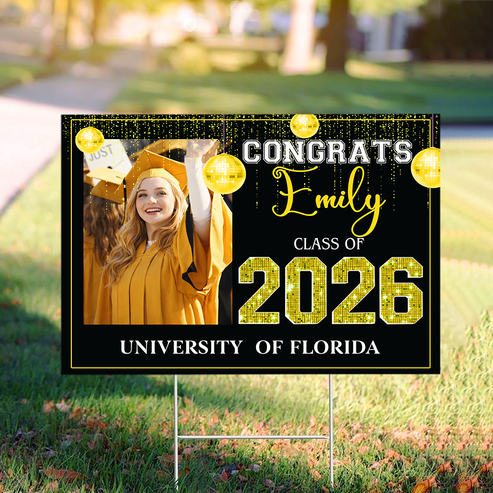 Custom Photo Congrats Graduation Class of 2026 Yard Sign Decor CH07 910354