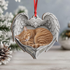 Personalized Cat Sleeping Angel Wings Wood Ornament, Pet Memorial Keepsake HA75 921764