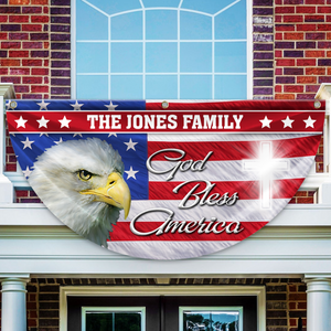 Custom Family Name Patriotic Eagle God Bless America Non-Pleated Fan Flag HA75 898790