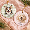 Custom Dog Cat Photo Gingham & Striped Pattern Ceramic Ornament LM32 670371
