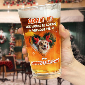 Custom Photo Dog Cat Admit It Print Beer Glass HA75 892824