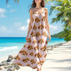 Custom Cute Dog Photo Coquette Pink Bows Hawaii Maxi Dress LM32 893399
