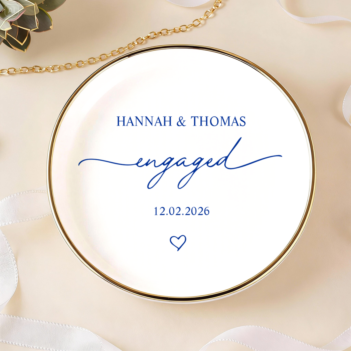 Custom Name Wedding Ring Dish – Personalized Engagement Jewelry Dish for Bride LM32 899253