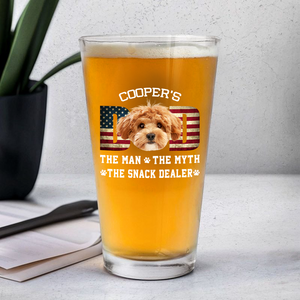 Custom Photo Dog Dad The Man The Myth American Flag Dad Beer Glass HA75 892402