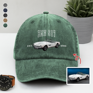 Custom Car Photo Personalized Washed Denim Baseball Cap TH10 894413