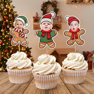 Custom Photo Cute Gingerbread Cupcake Topper Christmas Gift For Family CH07 896358