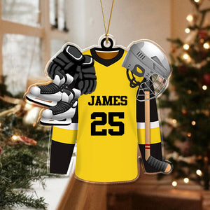 Personalized Hockey Skates Helmet And Stick Acrylic Ornament Gift For Hockey Lovers HO82 900034