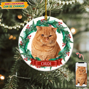 Custom Cat Photo Ceramic Ornament For Christmas N304 889851