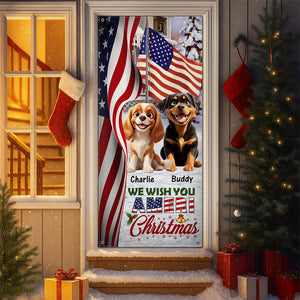 Custom Cute 3D Dog We Wish You Ameri Christmas Decoration Door Cover HA75 898084