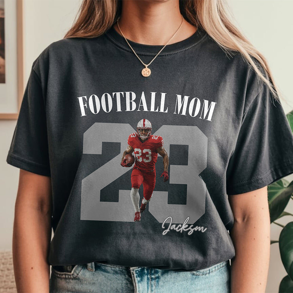 Personalized Vintage Photo Football Mom, Sport Mom Comfort Shirt HA75 921594