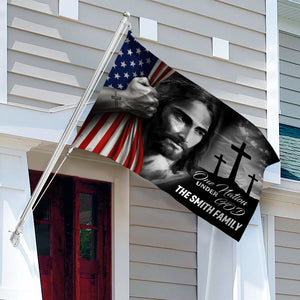 Personalized Family Name One Nation Under God Banner House Flag HA75 898192