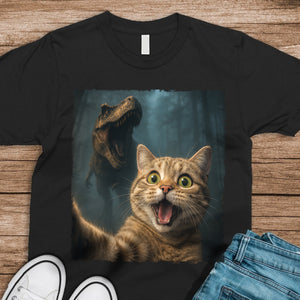 Custom Cat Photo Living That Dino Danger Life Classical Style Dark Shirt For Cat Lovers HO82 894844