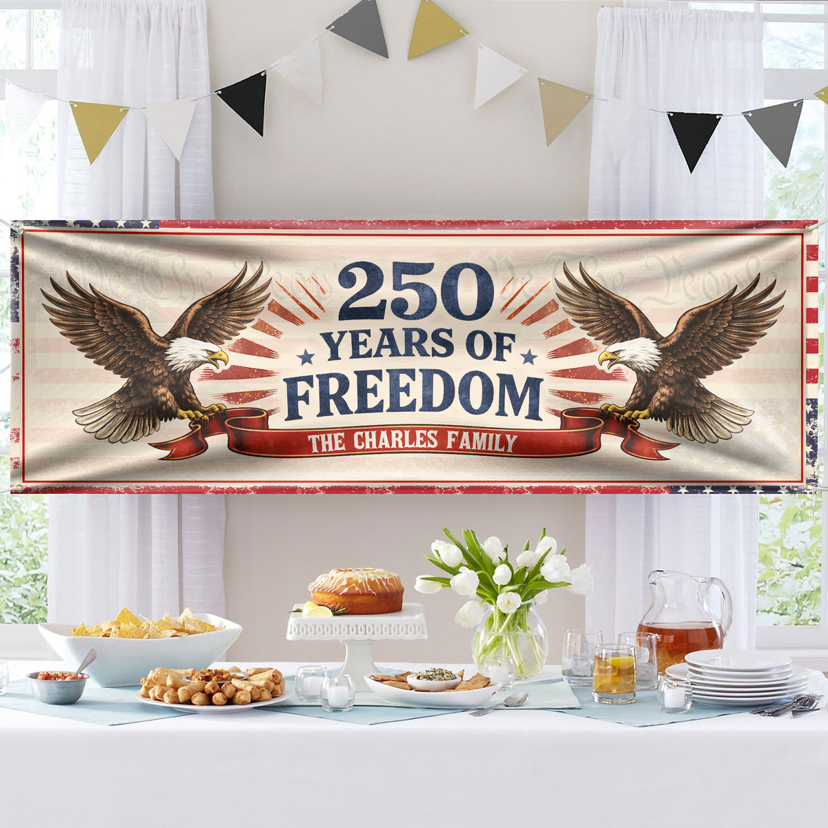 Personalized Family Name 250 Years Of Freedom Banner TH10 898911