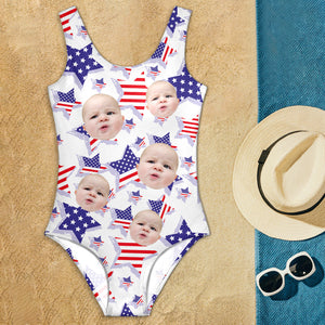 Personalized Funny Face America Flag Swimsuit Independence Day Party Gift CH07 895874