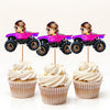 Custom Kid Face Riding Monster Truck Decoration Cupcake Toppers HA75 892008