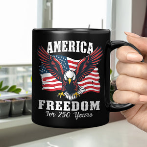 America 250 Years of Freedom Patriotic Eagle Flag Black Mug HA75 897336